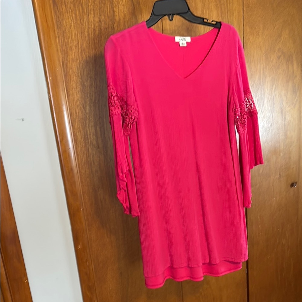 Pink Lace Sleeve Women's Top